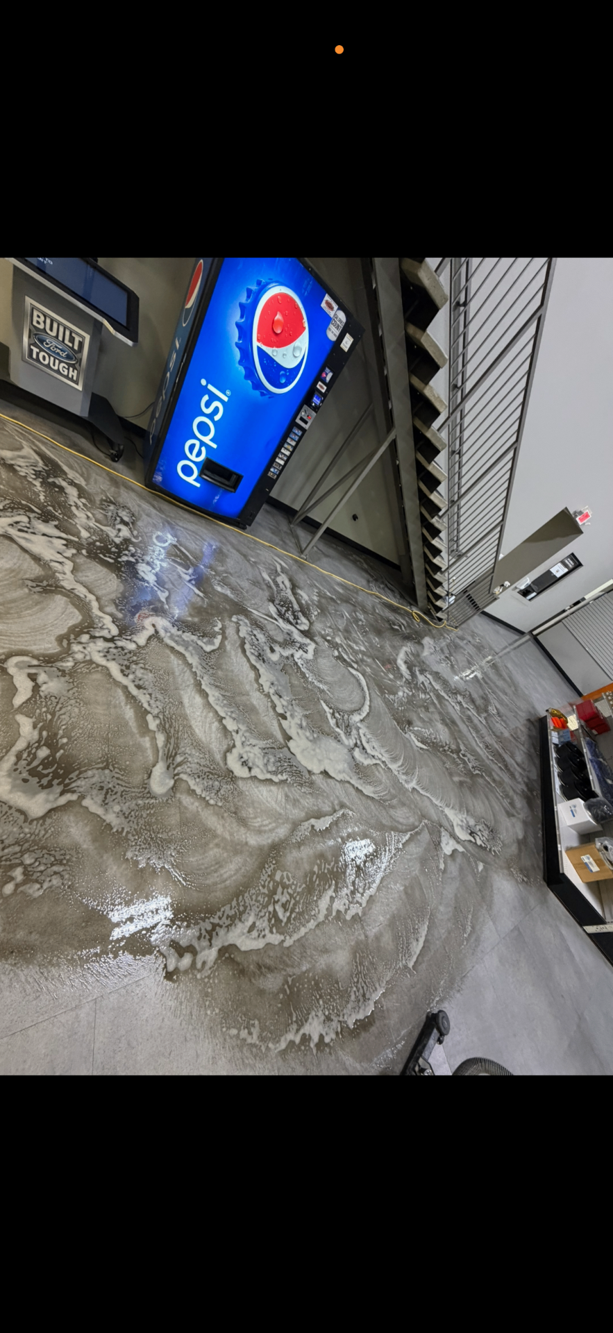 Auto Parts Showroom Floors before professional cleaning